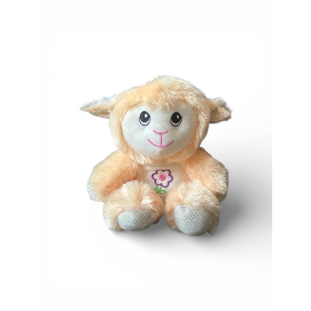 Lamb Stuffed Plush Toy 5" Peach  Flower Easter‎ Small As Is